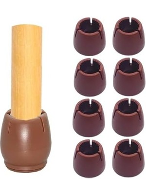 Tarix Sandalye Pabucu,masa,koltuk,tabure Ayak Kılıfı 8 Adet (Large) Kahverengi