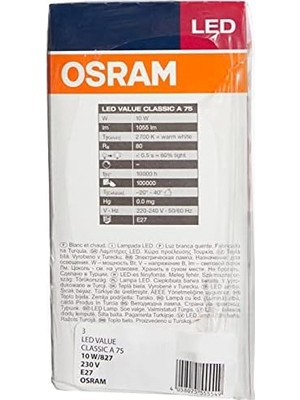 LED Value 3'lü 11.5W A60 27K 1055 Lamba E27 Sarı Işık