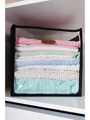 Dolap Içi Düzenleyici Kutu Siyah Büyük Boy Organizer Şeffaf Ön Yüzlü 32X32X32