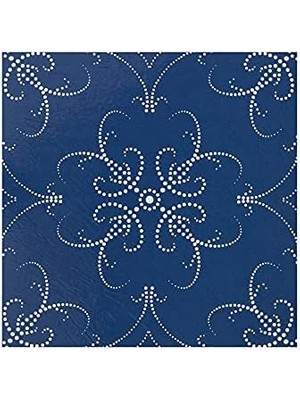 Retro Kendinden Yapışkanlı 12 Inç Yer Karosu, 20 - 30,48 cm x 30,48 Cm, Lacivert Inci Desenli - Soyma ve Yapıştırma, Mutfak, Yemek Odası, Yatak Odası ve Banyolar Için Kendin Yap Zemin