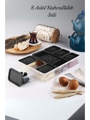 Life 8 Adet Siyah Kapaklı Kahvaltılık Seti Saklama Kabı MIT1162