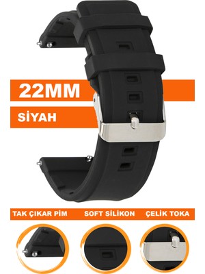 Cobra Xiaomi Mi Watch S1-S2 Yuvarlak Kasa Uyumlu 22MM Silikon Saat Kordonu Kayışı MSLK22