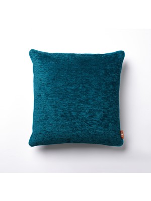 The Kun Yumuşak Tuşeli Kendinden Dokulu Biyeli Düz Zemin Kırlent Kılıfı-Petrol Yeşili