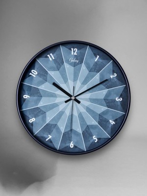 D-218-F-1 Modern Kadran 30 cm Sessiz Akar Duvar Saati Mavi
