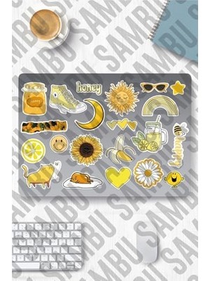 Yellow Aesthetic Temalı Etiket Seti 2 - Sarı - Laptop Notebook Telefon