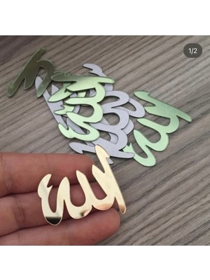 PremiumPort 50 Adet 3cm Altın Renk Allah Yazısı Pleksi Bantlı Süsler