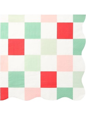 - Multi Check Large Napkins - Kareli Peçeteler (L) (16'lı)