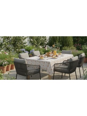 Loom & Laurel Baskılı Yıkanabilir Masa Örtüsü Mutfak Bahçe Piknik Masa Örtüsü (140X200)