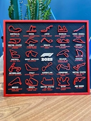 2025 3D Baskı Yarış Takvimi | Duvara Asılabilir Formula 1 Calendar