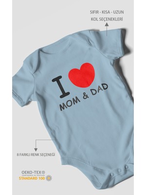 Morivo Kids I Love Mom And Dad Baskılı Bebek Zıbını – Çıtçıtlı Body | %100 Pamuk Kısa Kol