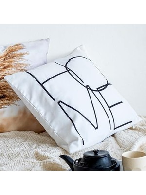 Temalı Özel Tasarım 2'li Yastık Kılıfı, Dijital Baskı Kırlent Kılıfı, Beyaz Renk, 43X43 cm