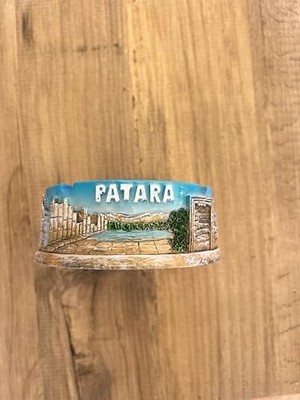 Patara Antik Kent Dekoratif Küllük, Mavi ve Altın Rengi, Kaplumbağa Desenli, El Yapımı Seramik, Tarihi Tema