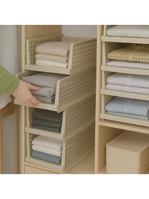 6'lı Kayar Raf Elbise Dolap Içi Organizeri - Mutfak Banyo Düzenleme Depolama Üst Üste Dizilebilir (2,)