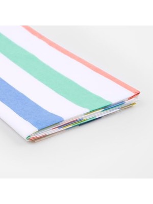 - Multi Stripe Tablecloth - Multi Renkli Çizgili Kağıt Masa Örtüsü