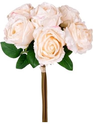 Yapay Çiçek Gül 6'lı Demet Krem 37 Cm.