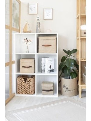 Jüt Dolap Içi Organizer Takı, Makyaj, Banyo, Ofis Düzenleyici Kapaklı Saklama Kutusu 30X30X30 cm