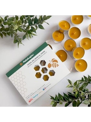 (12 Adet) Tealight Doğal Petek Mum Standart Boy Beeswax Candle
