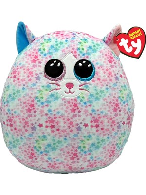 Ty Squishy Beanies - Emma Çok Renkli Yıldız Kedi Yumuşak Peluş Yastık, Glitter Gözlüklü Peluş Yastık, Gençler ve Yaşlılar Için Hediye Fikri, Hepsi Toplanacak - 22 cm - T39264