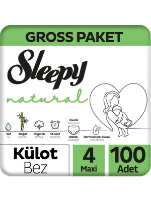 Sleepy Natural Gross Paket Külot Bez 4 Numara Maxi 100 Adet