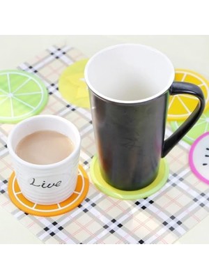 5li Silikon Bardak Altlığı Meyve Şekli Kaymaz Ped Mat Kupa Çay Kahve Bardağı Tutucu Çalışma Masa