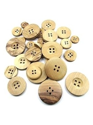 Tahta Dikme, 4 Delik Yazı Model, Doğal Ahşap, Zeytin AĞACI,100 Adet 15MM-24L