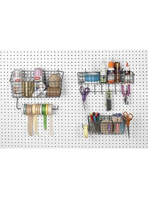 Diversified Pegboard & Duvara Monte Raf Sepeti ve Kanca Istasyonu, 40,64 cm U x 14,0 cm G, Endüstriyel Gri