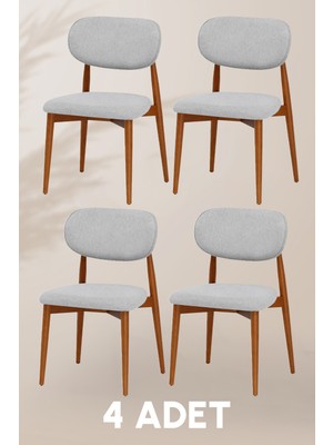 MyMassa Parma Sandalye - Mense Gri Kumaş - Ahşap Iskelet - Salon Sandalyesi / Mutfak Sandalyesi (4 Adet)