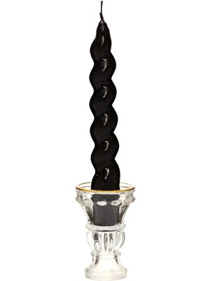 Yılbaşı 2'li Twirl Glow Siyah Şamdan Mum Seti (18 Cm)