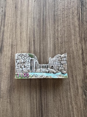 Pharus Patara-Magnet, Dekoratif Antik Taş Görünümlü Mıknatıslı Duvar Süsü, Turkuaz ve Yeşil Detaylı, El Yapımı Sanat Eseri