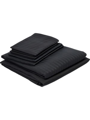 Stripe ÇIZGILI%100 Pamuk Nevresim Takımı, Siyah, Size