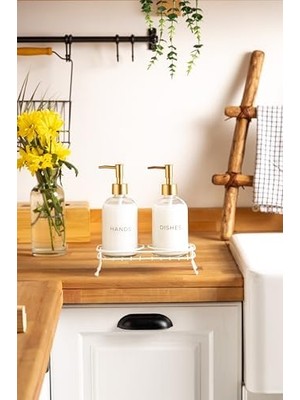 Tokyo Standlı 2 Li Sıvı Sabunluk Beyaz Kapak