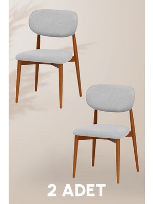 MyMassa Parma Sandalye - Mense Gri Kumaş - Ahşap Iskelet - Salon Sandalyesi / Mutfak Sandalyesi (2 Adet)