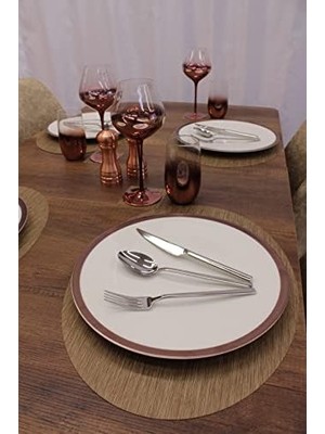 Kahverengi Oval Bambu Desen Lazer Kesim Amerikan Servis 2 Adet 35X45 cm