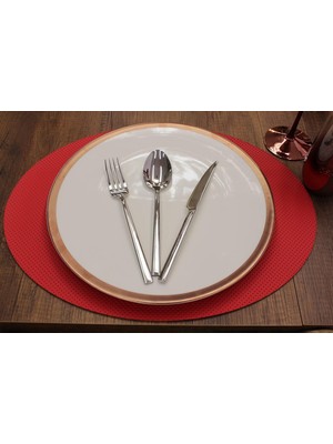 Kırmızı Oval Lazer Kesim Deri Amerikan Servis 2 Adet 35X45 cm