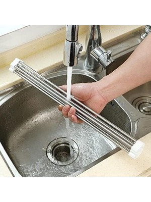 Evye Üstü Katlanır Paslanmaz Çelik Pratik Sebze Meyve Bulaşık Kurutma Süzgeci