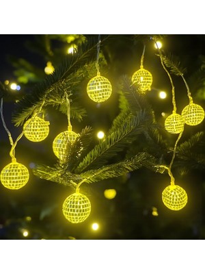 Yılbaşı LED Işık Disko Topu Günışığı 2m 10 Ampul