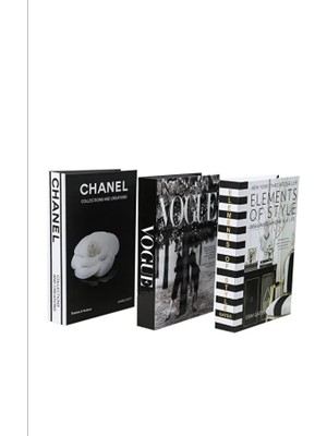 3'lü Element/vogue/gül Dekoratif Kitap Kutu