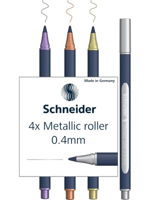 ML05011501 Metalik Tükenmez Kalem 4'lü Set (Çizgi Kalınlığı 0,4 Mm, Yüksek Metalik Mürekkep, Hızlı Kuruyan,%88 Biyo Bazlı Plastik Gövde) 4 Adet Çeşitli Renklerde