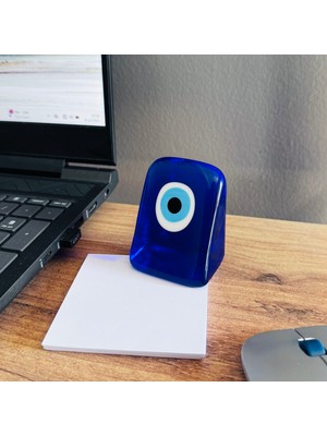Alzfide Global El Yapımı Mavi Cam Nazar Boncuğu Kağıt Ağırlığı, Masa Dekoru, Ofis ve Ev Için Şık Hediyelik Obje