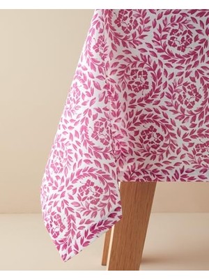 Carnival Floral Polyester Masa Örtüsü Fuşya