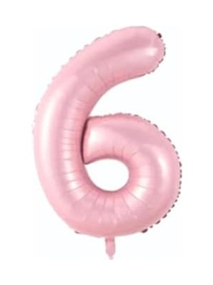 6 Açık Pembe Renk Rakam Folyo Balon 80 cm
