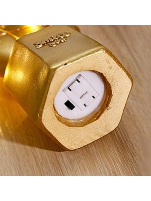 LED Işıklı Sevimli Kaktüs Dekoratif Masa Lambası Mini Biblo Gece Lambası-Gold