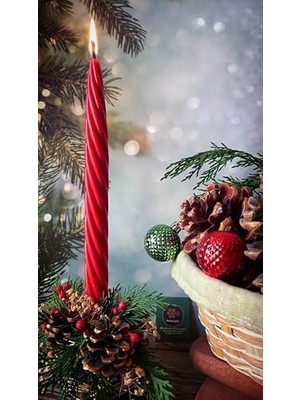 Mum Kırmızı (2 Adet 27.5cm) Kalın Şamdan Mumu Dekoratif Mum (Kırmızı) Mum