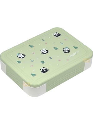 Bento 1330ML Lunchbox Tek Katlı 5 Bölmeli Pp Plastik Çocuk Sefer Tası Yemek Kutusu (Yeşil)