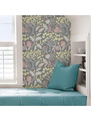 NU3039 Groovy Bahçe Gri Soy & Stick Çok Renkli Duvar Kağıdı