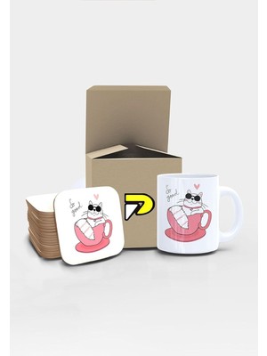 So Good Kedi Tasarımlı Baskılı Kupa Bardak Seti, Eğlenceli Özel Hediye Mug