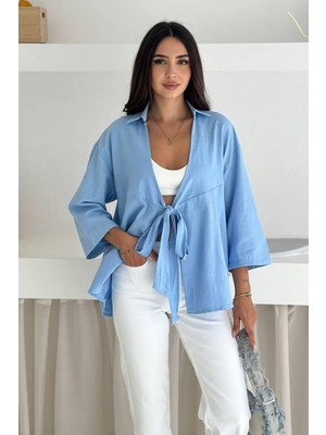 Noa Noa Kadın Bağlamalı Yazlık Gömlek – Blue Breeze