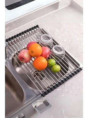 Life Katlanabilir Evye Üstü Paslanmaz Çelik Sebze Meyve Bulaşık Kurutucu MIT1155
