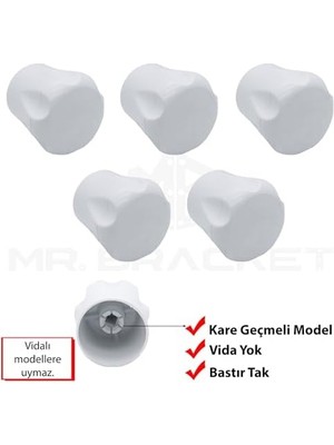 5-Adet Geçmeli Model Radyatör Vanası Başlığı - Geçmeli Petek Vana Kapağı - Vidasız Petek Musluk Kafası (Geçmeli)