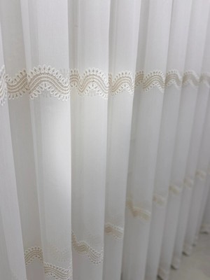 Nivemes Home Nivemeshome Perlina Gold Detay 1/3  Pileli Tül Perde Apm